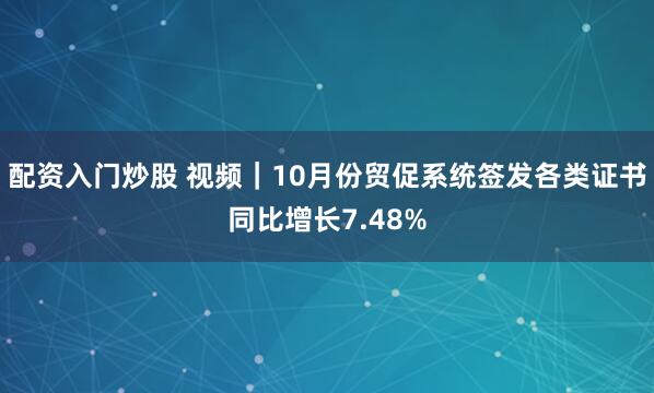 配资入门炒股 视频｜10月份贸促系统签发各类证书同比增长7.48%
