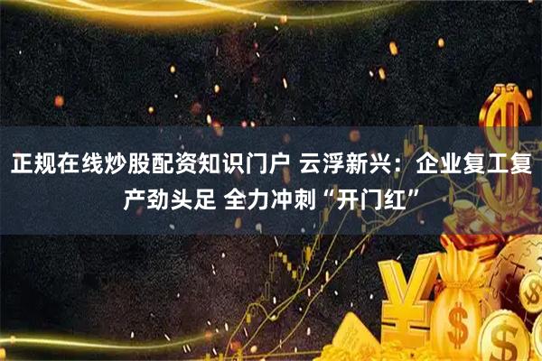 正规在线炒股配资知识门户 云浮新兴：企业复工复产劲头足 全力冲刺“开门红”